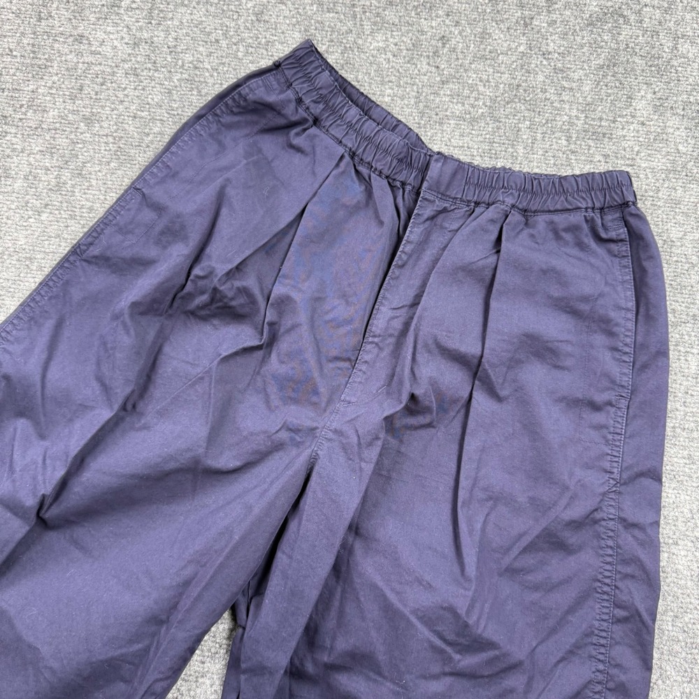 Uniqlo U Wide Leg Pants Small 26/27" Navy Blue Elastic Waist Snap Hem Men's